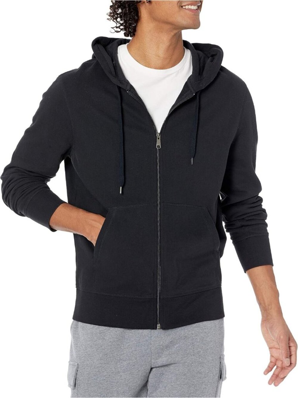 Amazon Essentials Men's Black Lightweight French Terry Full ZIP Hoodies